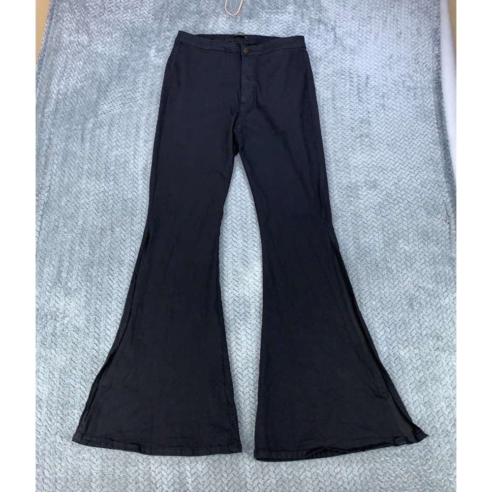 American Bazi Pants Womens Large 29x33 Black Flare Bell Bottom Stretch High Rise